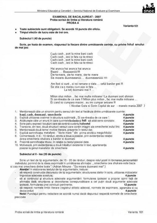 subiecte bac 2011